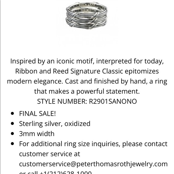 NWT Peter Thomas Roth Signature Classic Band 3 mm Ring in size 5 - Picture 10 of 11